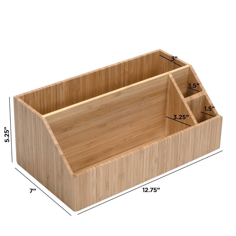 MobileVision Bamboo Make Up Organizer & Cosmetic Holder, Storage on Vanity Counter or Bathroom, Multiple Compartments - Image 3